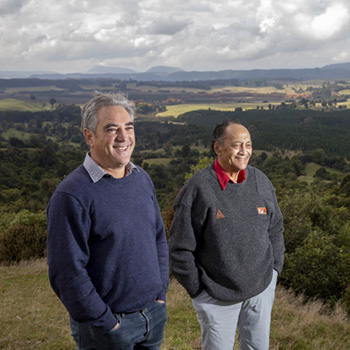 Tuatahi directors standing together on a mountain